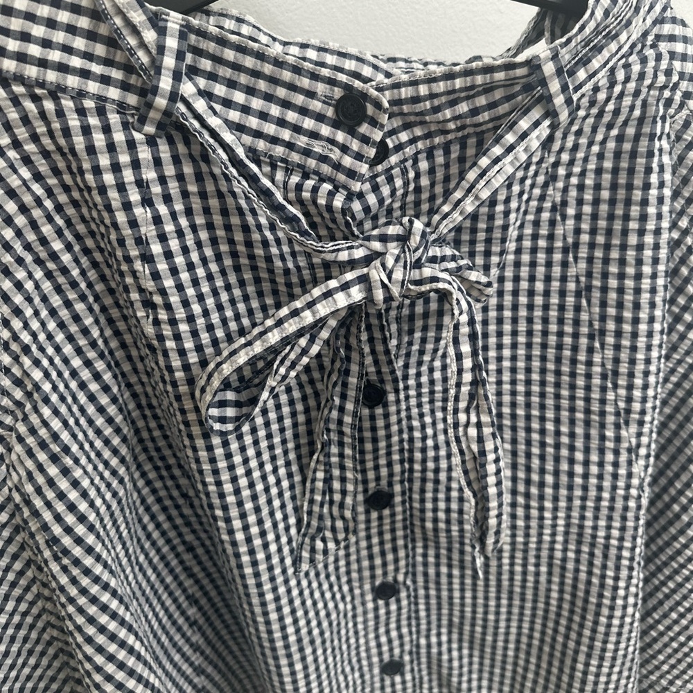 Brooks Brothers Gingham Checkered Button-Up Skirt Navy and White Size 6P